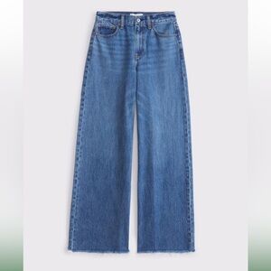 Abercrombie & Fitch Medium Blue High Rise Wide Leg Jeans Regular Hem